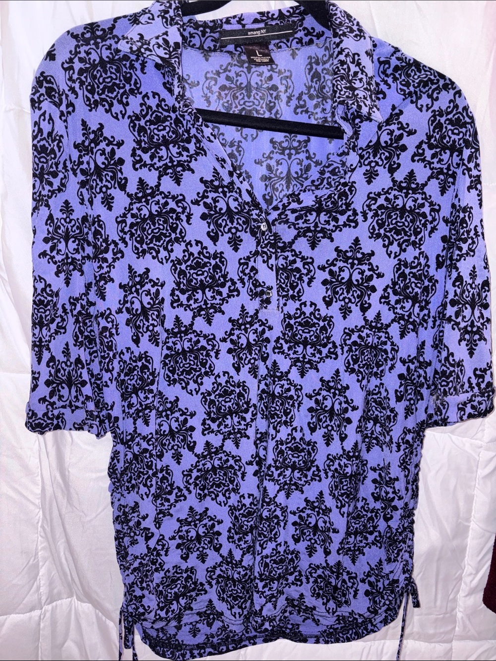 Lavender Floral Damask Tunic with Side Ties